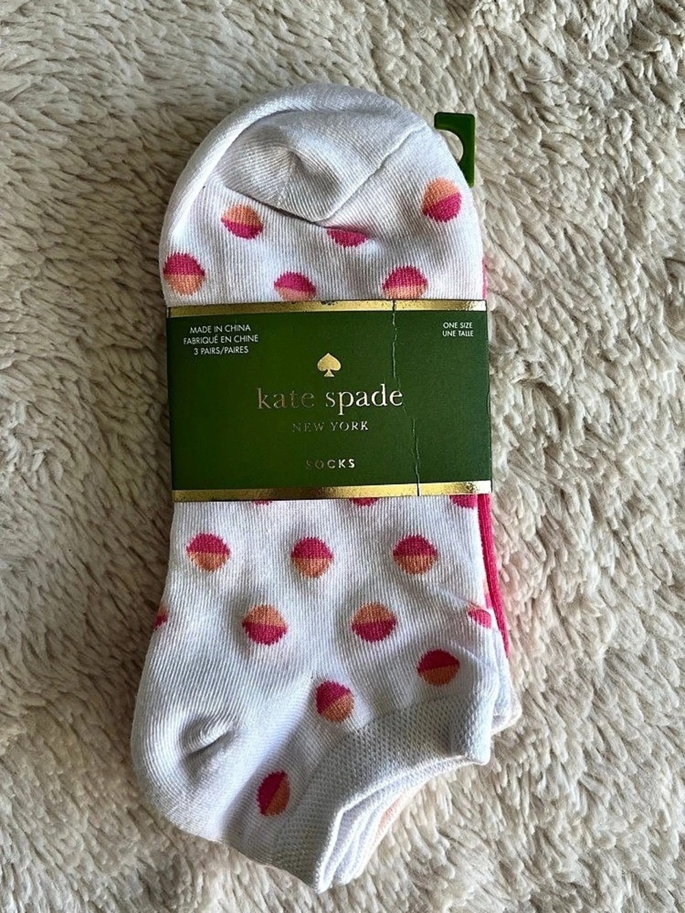 Kate Spade Floral Ankle Socks in White & Pink NWT 3 pairs